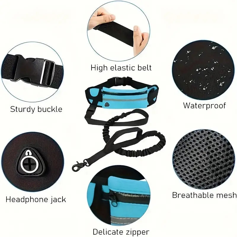 Hands-Free Dog Leash with Reflective Stitching