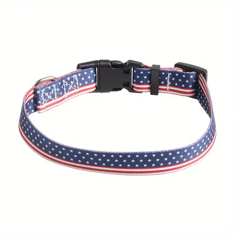 Patriotic Stars and Stripes Dog Collar