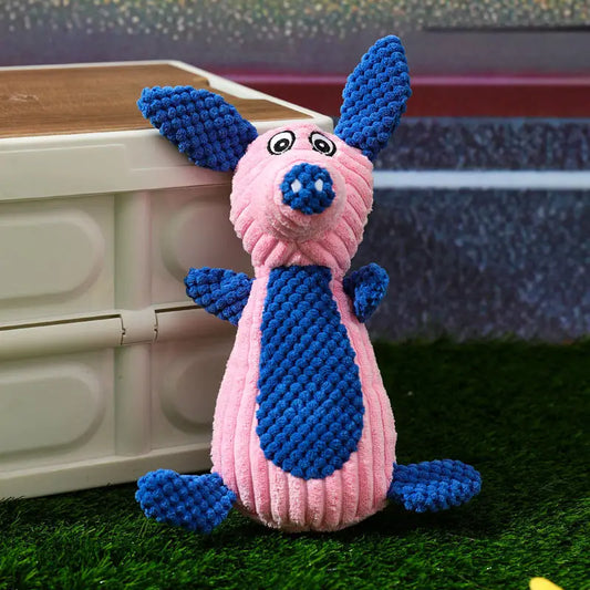 PINK & BLUE PIG PLUSH DOG TOY