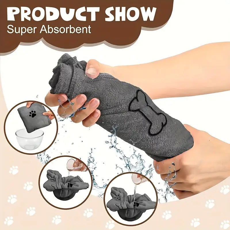 Super Absorbent Microfiber Pet Towel - Quick-Dry, Grey