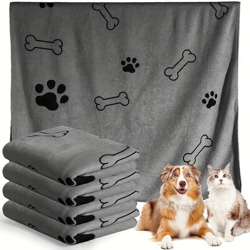 Super Absorbent Microfiber Pet Towel - Quick-Dry, Grey