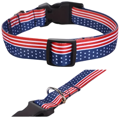 Patriotic Stars and Stripes Dog Collar