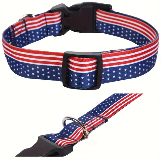 Patriotic Stars and Stripes Dog Collar