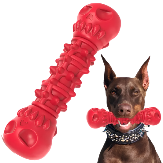 Red Skull Bone: Indestructible Chew Toy for Aggressive Dogs