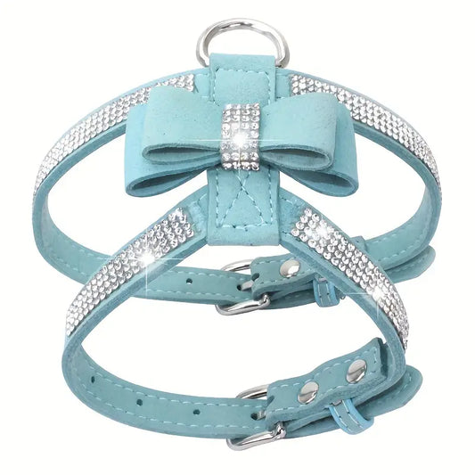 Glam Rhinestone Pet Bow Harness for Small and Medium Dogs