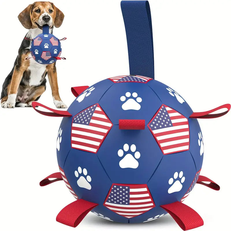 "Indestructible Lake Blue Soccer Ball for Dogs: Long-Play Tug and Fetch Toy