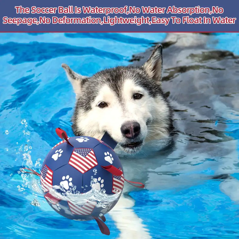 "Indestructible Lake Blue Soccer Ball for Dogs: Long-Play Tug and Fetch Toy