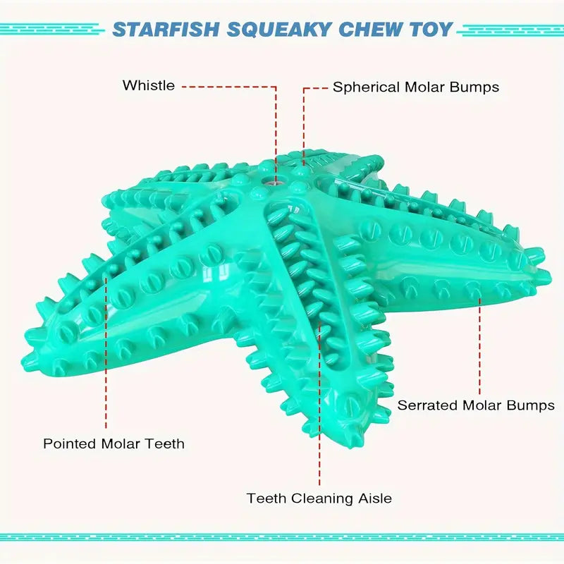 DURABLE SQUEAKY STARFISH DENTAL CHEW & TREAT TOY