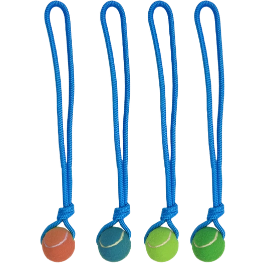 15" Dog Rope Pull Toy with Handle and Mini Tennis Ball