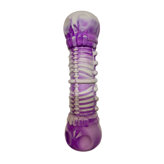 Grey & Purple Skull Bone: Indestructible Chew Toy for Aggressive Dogs