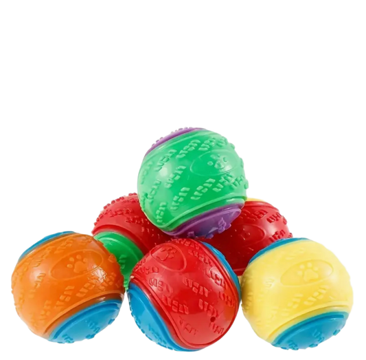 6PC SQUEAKY DURABLE RUBBER CHEW BALLS