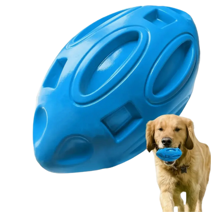 Squeaky Rugby Dog Chew Toy for Aggressive Chewers - Durable Rubber Ball for Teeth Grinding & Playtime Fun, Ideal Gift for Small Breeds