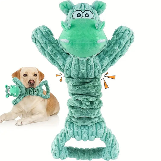 Stretchy Squeaky Green Hippo Dog Toy