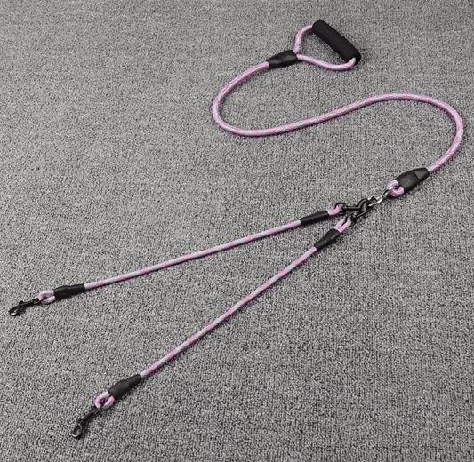 Dual Dog Leash with Wave Pattern - Adjustable, Tangle-Free Nylon Lead for Walking Two Dogs - Doggie Hush