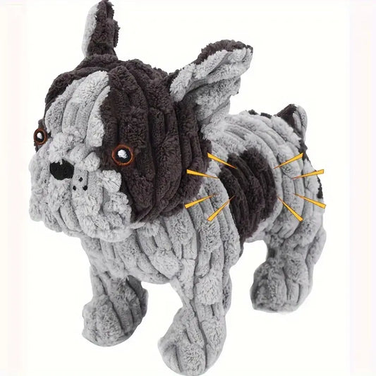 Cuddly French Bulldog Plush Toy – Soft and Engaging Squeaky Dog Toy with Crinkle Paper for All Breeds